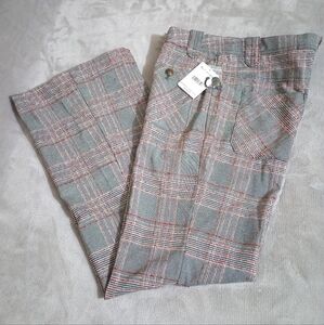NWT Free People Glen Plaid Straight Flare Leg Trousers 10
